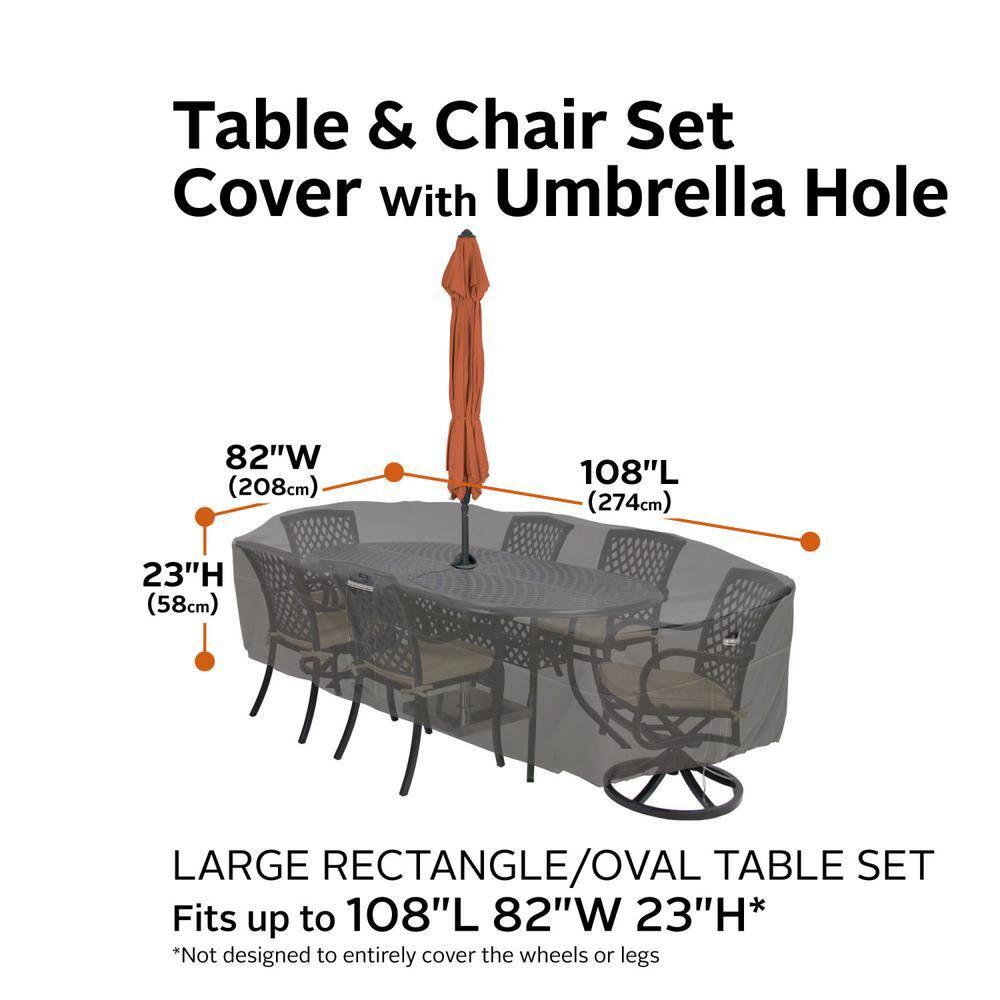 Large Gray Water-Resistant Outdoor Furniture Cover with Umbrella Hole