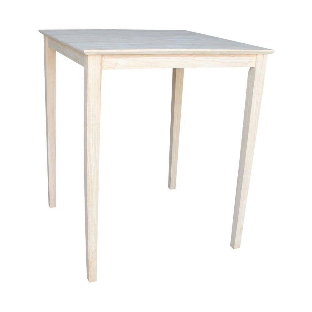 Unfinished Rubberwood Square Bar Height Table 36"x36"