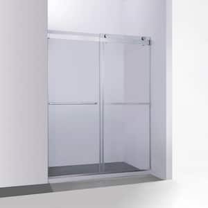 Spezia 64 in. W x 76 in. H Double Sliding Seimi-Frameless Shower Door in Polished Chrome with Clear Glass
