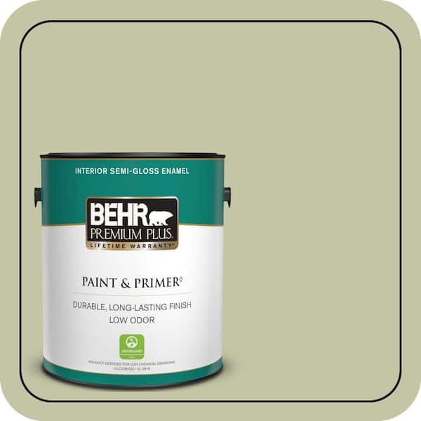 BEHR PREMIUM PLUS 1 gal. #S360-3 Balance Green Semi-Gloss Enamel Low Odor Interior Paint & Primer
