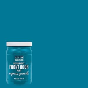 Express Yourself 1 qt. Satin Tranquil Blue Water-Based Front Door Paint
