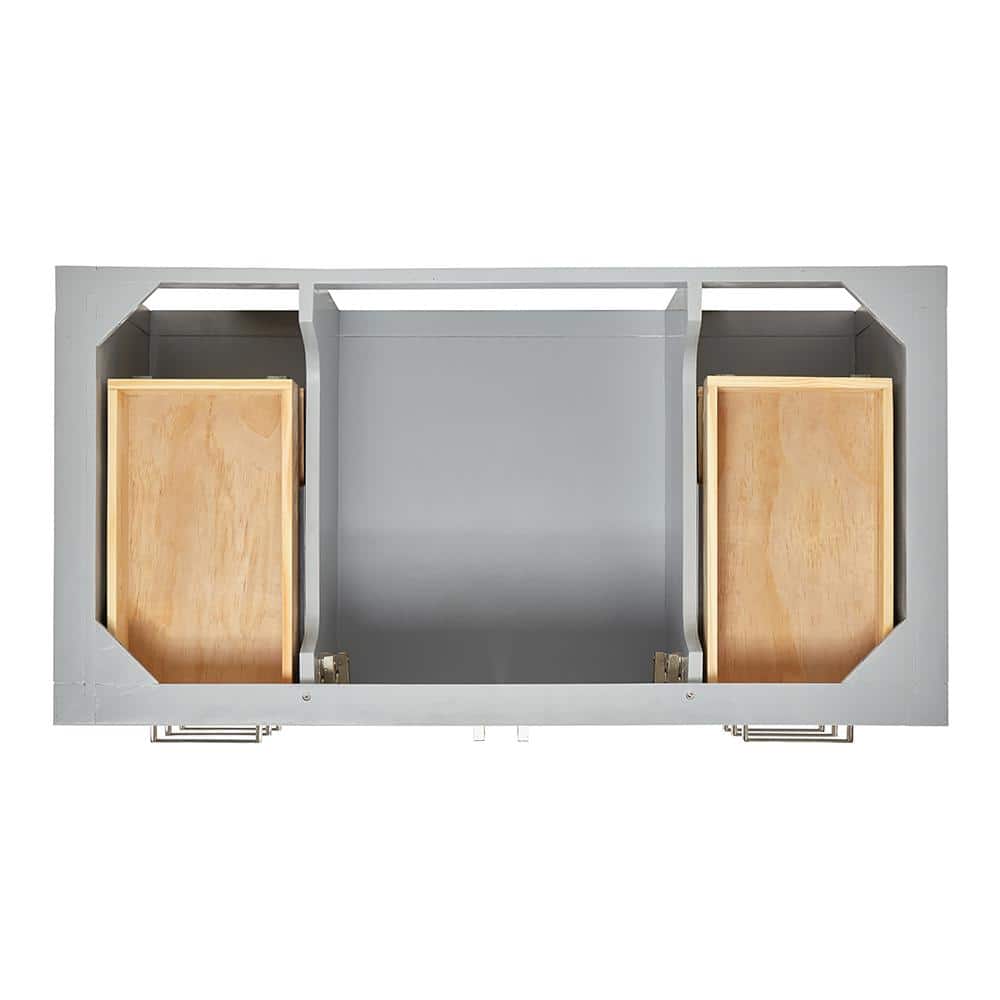 Gray Solid Wood 42'' Single Freestanding Bathroom Vanity Base