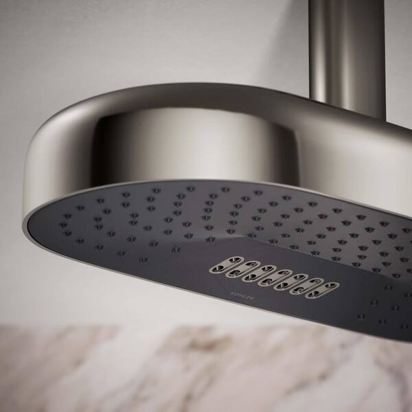 KOHLER Statement Oblong 2-Spray Patterns 2.5 GPM 18 in. Ceiling Mount Rainhead Fixed Shower Head in Vibrant Polished Nickel