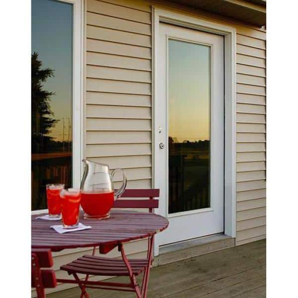 36 in. x 80 in. Left-Hand Inswing Full-Lite Clear Low-E Primed Fiberglass Smooth Prehung Front Door on 6-9/16 in. Frame