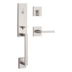 Vancouver Satin Nickel Single Cylinder Low Profile Handleset with Halifax Lever Featuring SmartKey Security