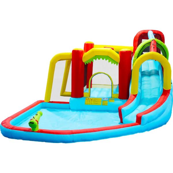 バウンサー Siavonce 7-in-1 Inflatable Slide Water Park Bouncing House Outdoor