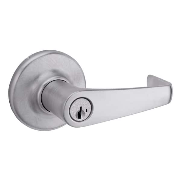 Kingston Satin Chrome Round Keyed Entry Reversible Door Lever featuring SmartKey Security