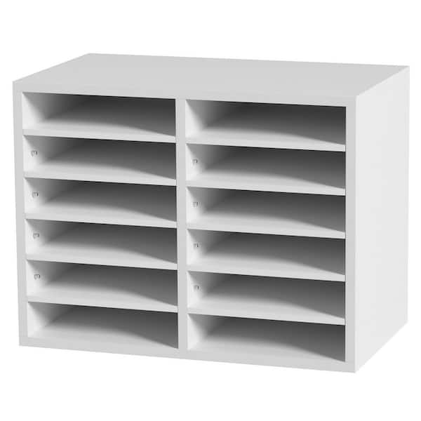Literature Organizers, 12 Compartments Office Mailbox with Adjustable Shelves, Wood Literature Sorter 20. 4x12x16. 1 in.