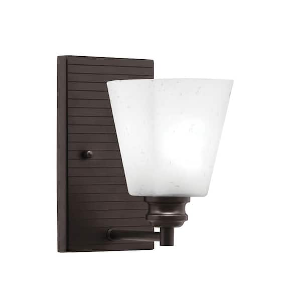 Unbranded Albany 1-Light Espresso Wall Sconce 4.5 in. White Muslin Glass