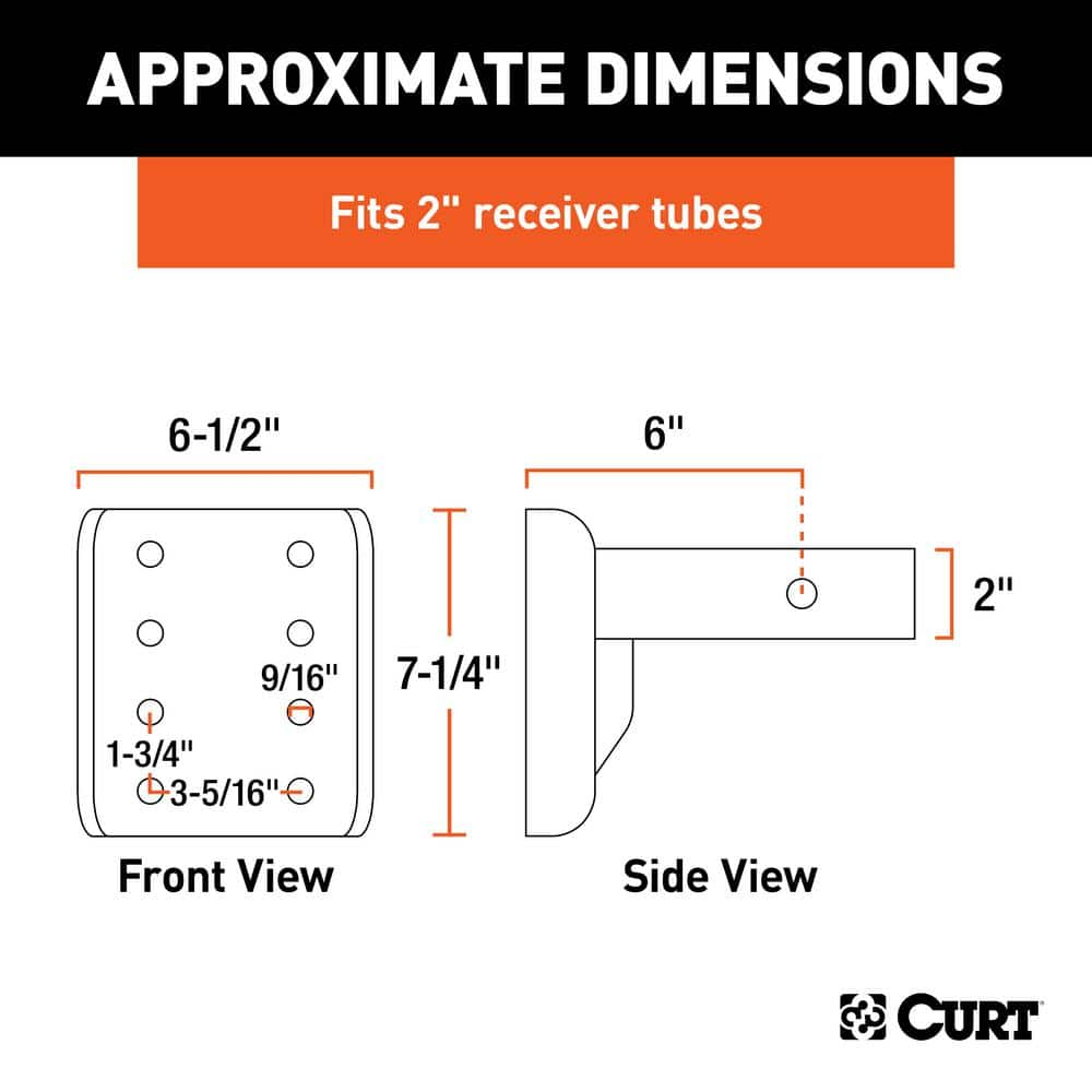 CURT Adjustable Pintle Mount (2 in. Shank, 17,000 lbs., 7-1/4 in