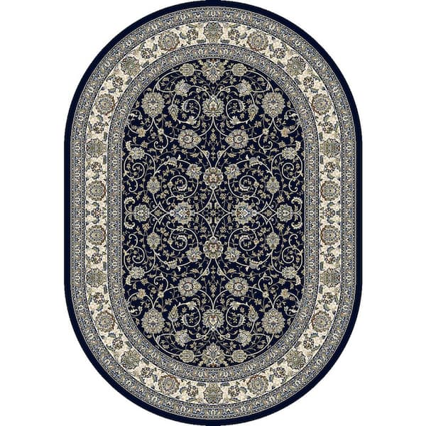 Ancient Garden Navy 5 ft. x 8 ft. Oval Indoor Area Rug