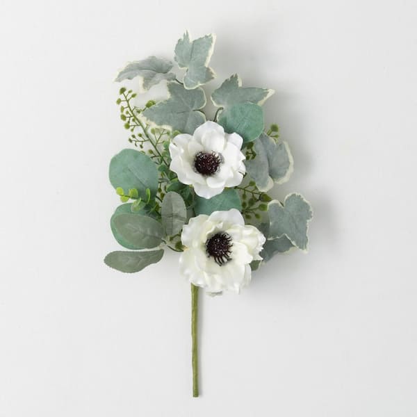 SULLIVANS 17" Artificial Anemone Silvery Pick; White