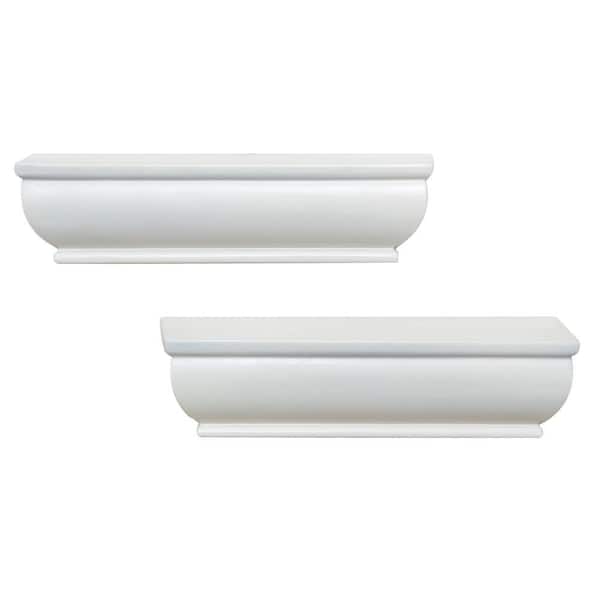 Home Decorators Collection 4 in. D x 8 in. L x 1-3/4 in. H White Floating Ledge (2-Pack)