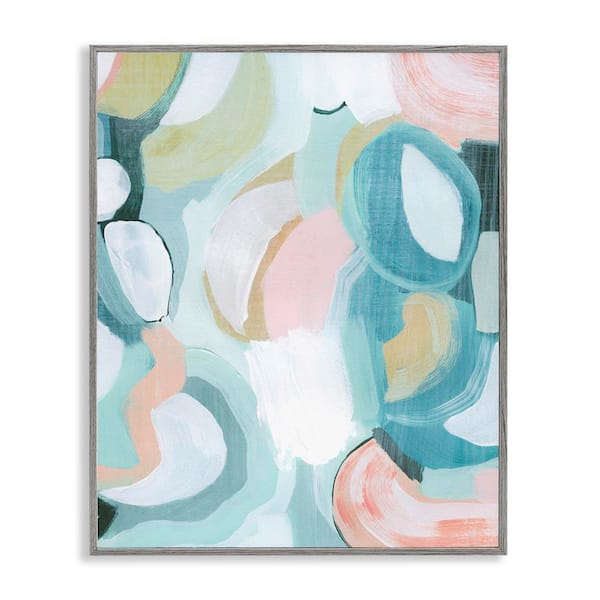 Stupell Industries Pastel Round Forms by Grace Popp Gray Framed Abstract Giclee Art Print 20 in. x 16 in.