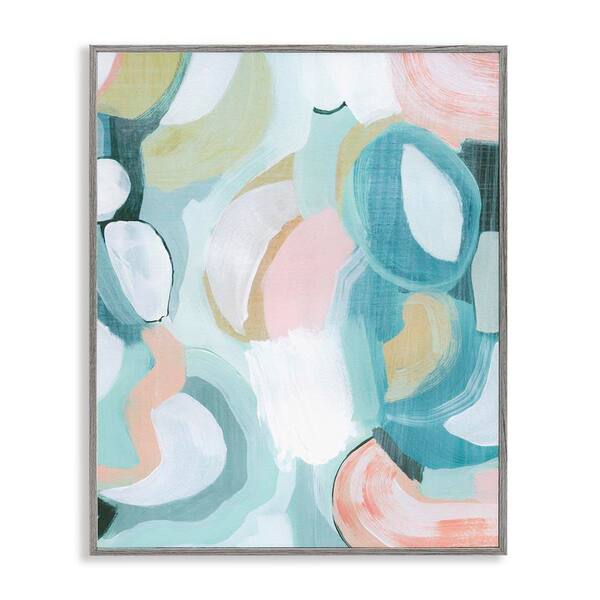 Stupell Industries Pastel Round Forms by Grace Popp Gray Framed Abstract Giclee Art Print 30 in. x 24 in.