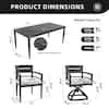 Product dimensions and weight capacity of the outdoor dining set.