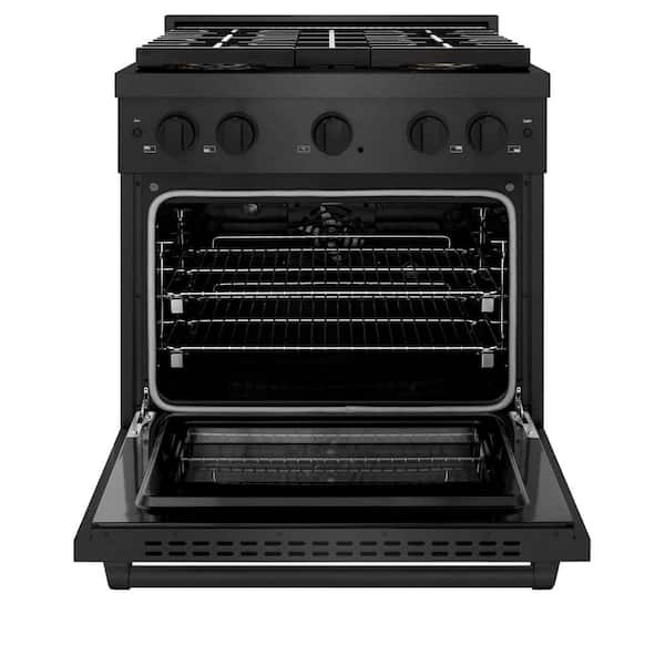 30 in. 4.2 cu. ft. Paramount Dual Fuel Range with 4 Burner DuoPro Cooktop in Black Satin Stainless Steel