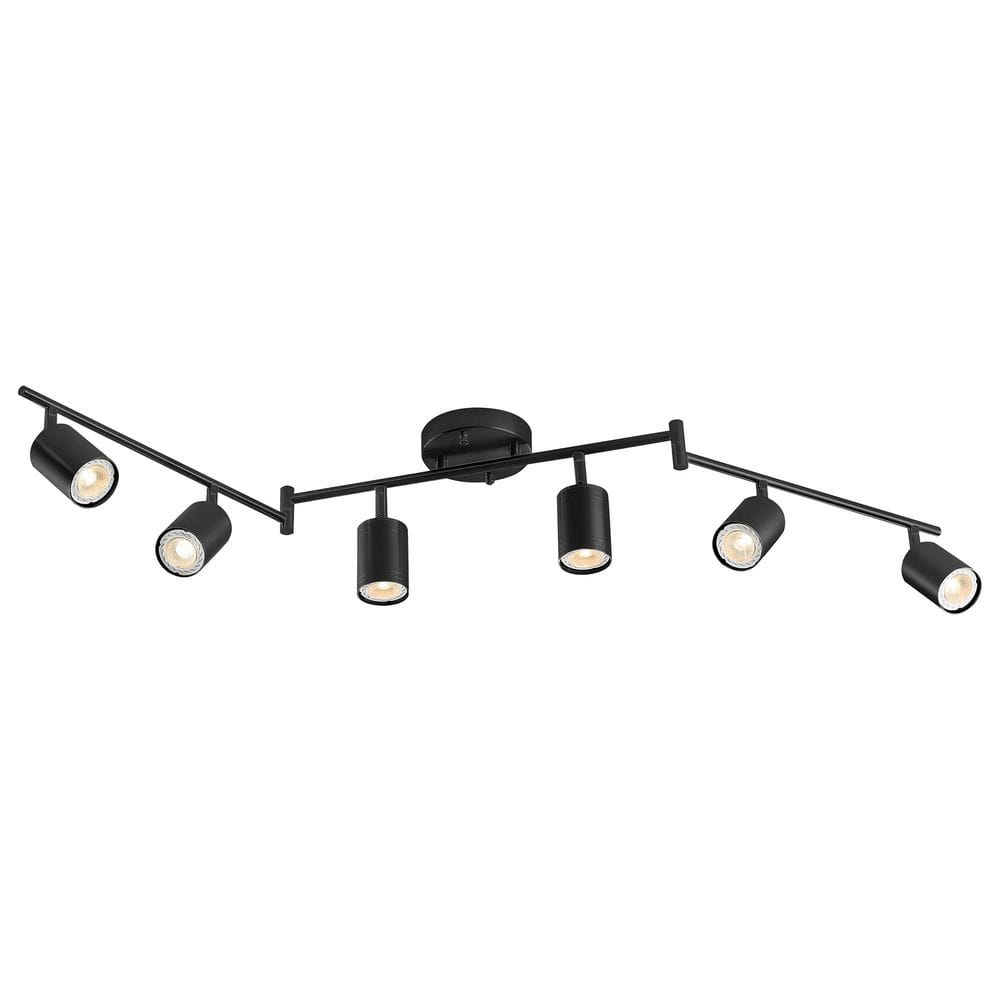 Matte Black Adjustable 6-Light Track Fixture with LED Bulbs