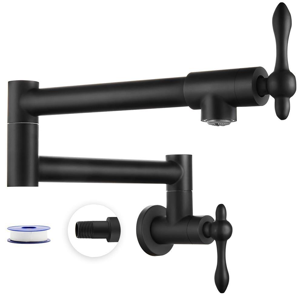 Double Gourd Handle 19 Inch Wall Mounted Folding Stretchable Kitchen Restaurant Faucet Matte Black price history on PriceWatchPro