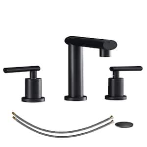 8 in. Widespread Double Handle Bathroom Faucet in Matte Black with Pop Up Drain