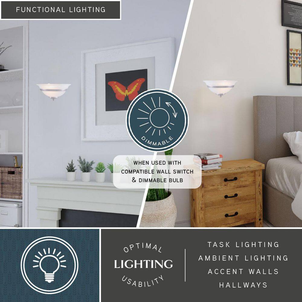 Brushed Nickel and White Alabaster Glass Wall Sconce