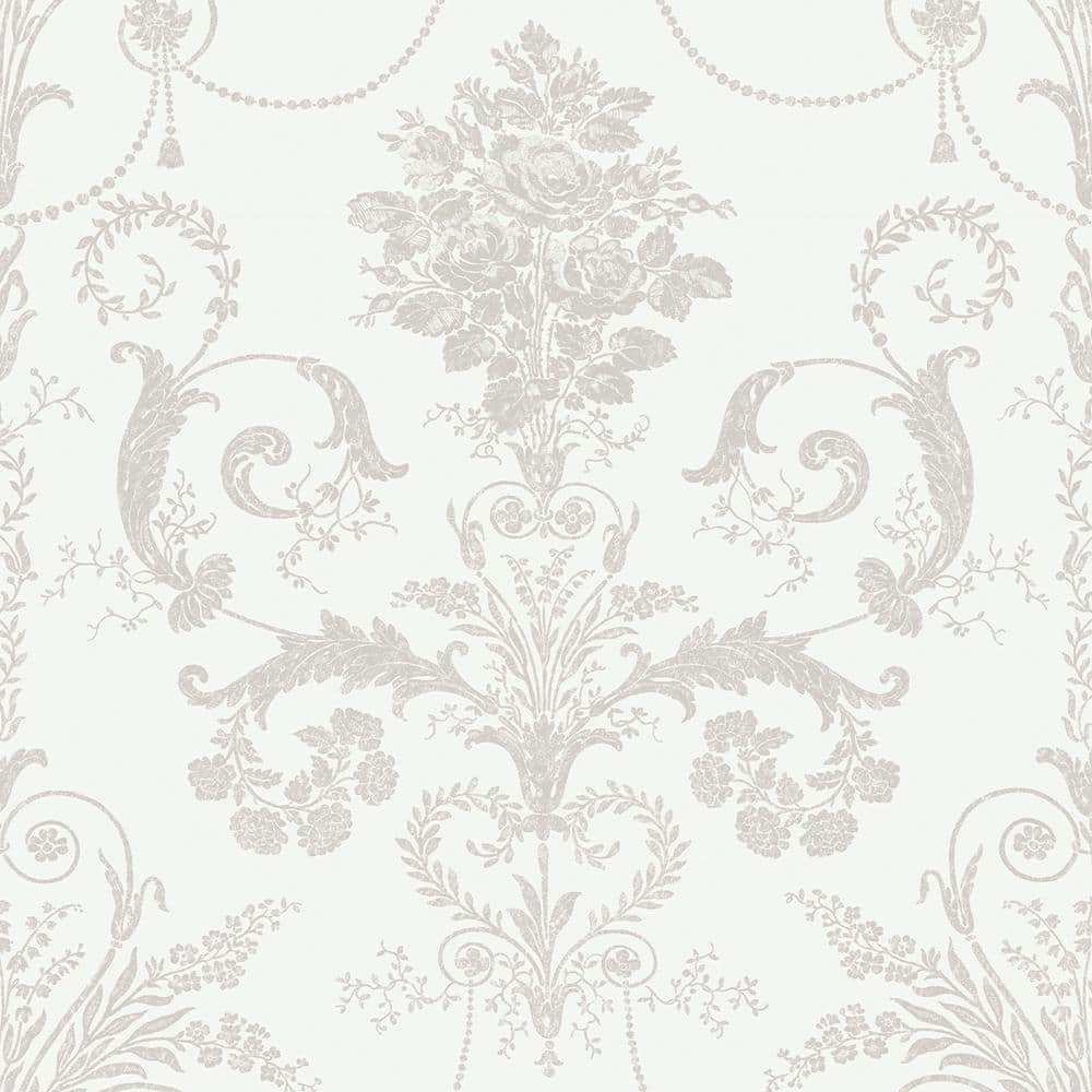 Laura Ashley Laura Ashley Josette Dove Grey and White Wallpaper 113385 - The Home Depot