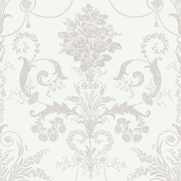 Laura Ashley Josette Dove Grey and White Wallpaper