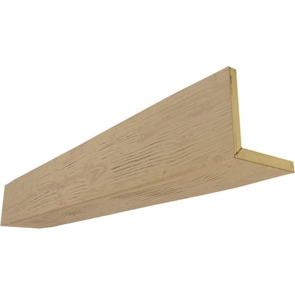 Ekena Millwork 4 in. x 10 in. x 8 ft. 2-Sided (L-Beam) Sandblasted Natural Pine Faux Wood Ceiling Beam