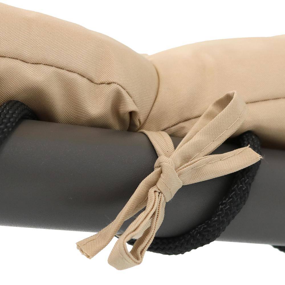 Beige Hanging Chaise Lounger with Cushions and Stand, Set of 2
