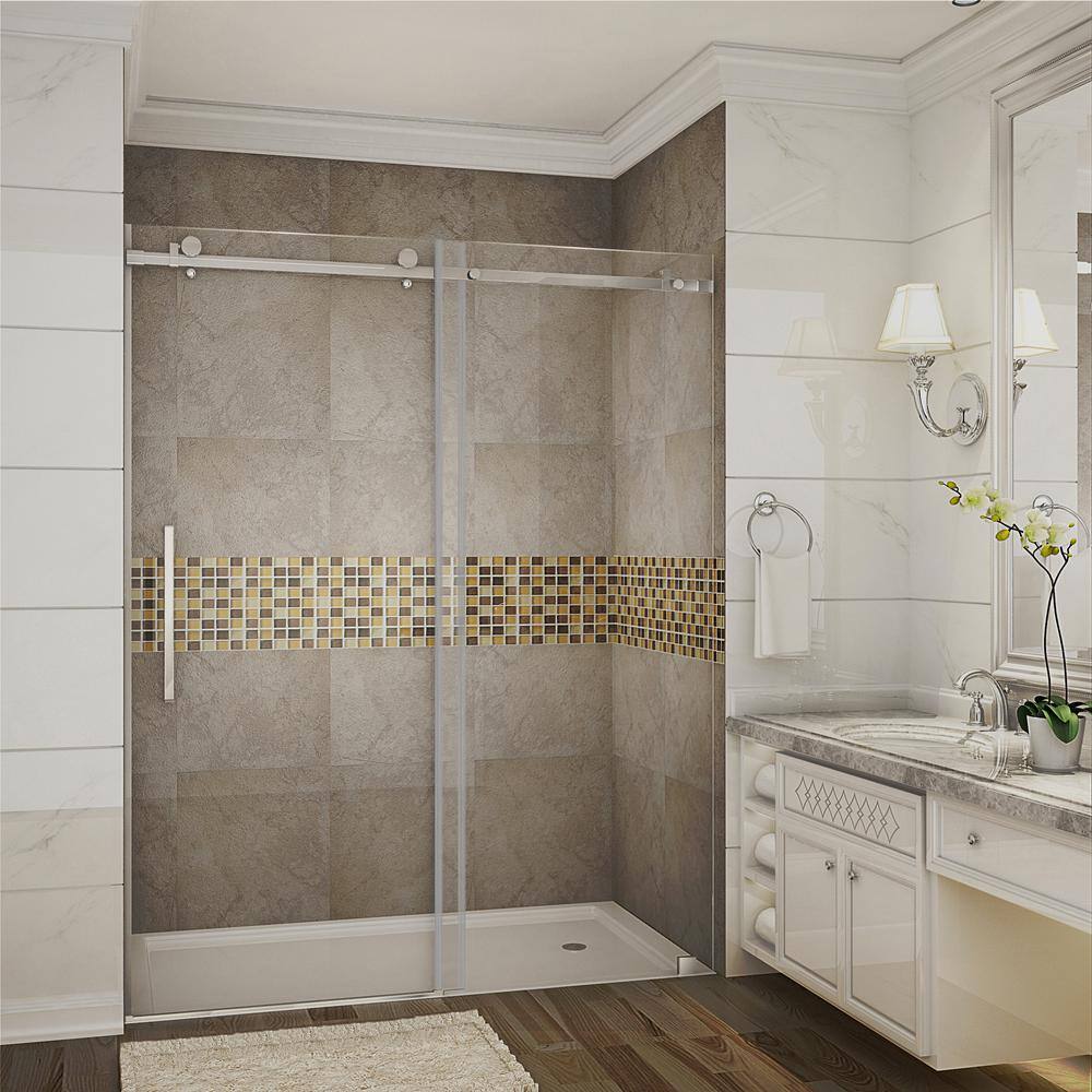 Aston 60" x 75" Frameless Chrome Sliding Shower Door