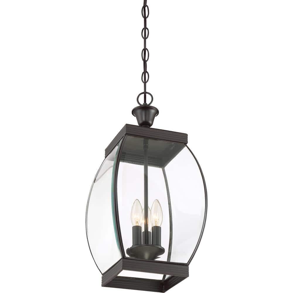 Oasis Transitional Mini 3-Light Matte Black & Bronze Pendant