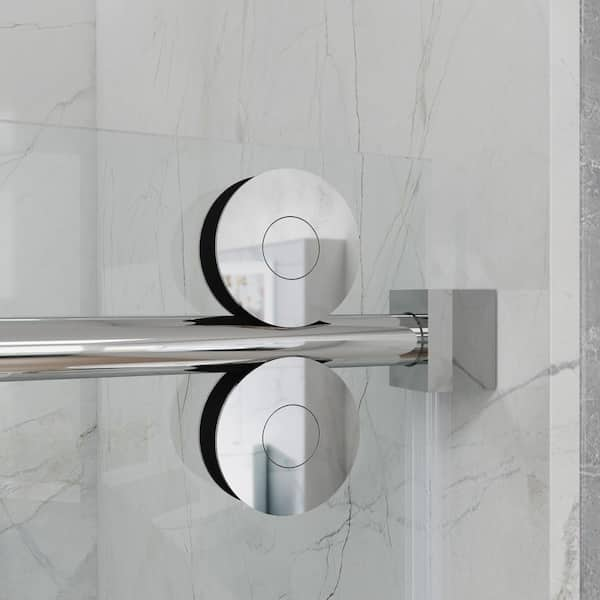 Crecent 3/8 Frameless Single Sliding Glass Shower Door, Chrome - 60W x  76H