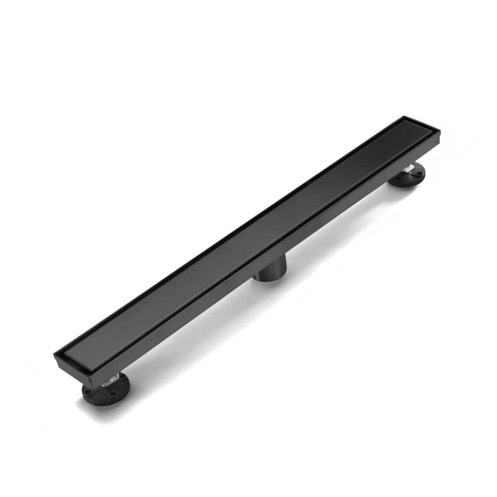 28 in. Linear Shower Drain with Removable Grate and Hair Strainer in Matte Black price history on PriceWatchPro