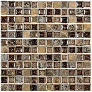 Roman Selection Charred Chestnut 12 in. x 12 in. x 8 mm Glass Mosaic Floor and Wall Tile