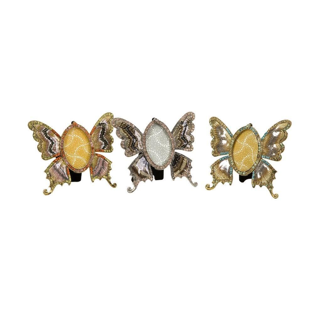 Lenor 1-Opening 2 in. x 3 in. Gold Butterfly Picture Frame (Set of 3)