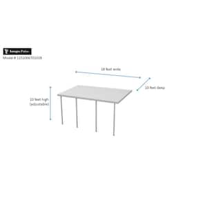 18 ft. x 10 ft. White Aluminum Attached Solid Patio Cover with 4 Posts (20 lbs. Live Load)