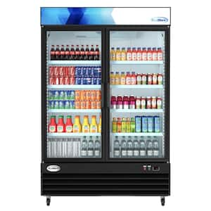 53 in. Commercial Merchandiser Refrigerator with 2-Swinging Glass Doors, 45 cu. ft and LED Lighting in Black.