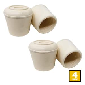 1-1/4 in. Off-White Rubber Leg Caps for Table, Chair, and Furniture Leg Floor Protection (4-Pack)