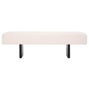 Ryer Off White/Black Entryway Bench With Cushion 60 in.