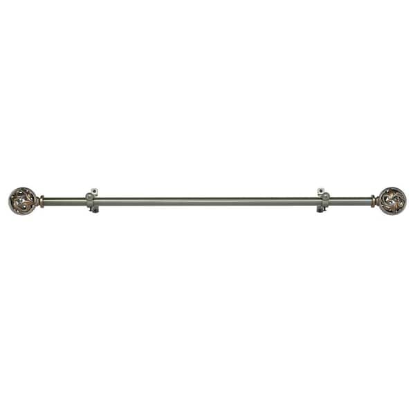 ACHIM Buono II Grace 48 in. - 86 in. Adjustable 3/4 in. Single Curtain Rod in Satin Nickel Grace Finials