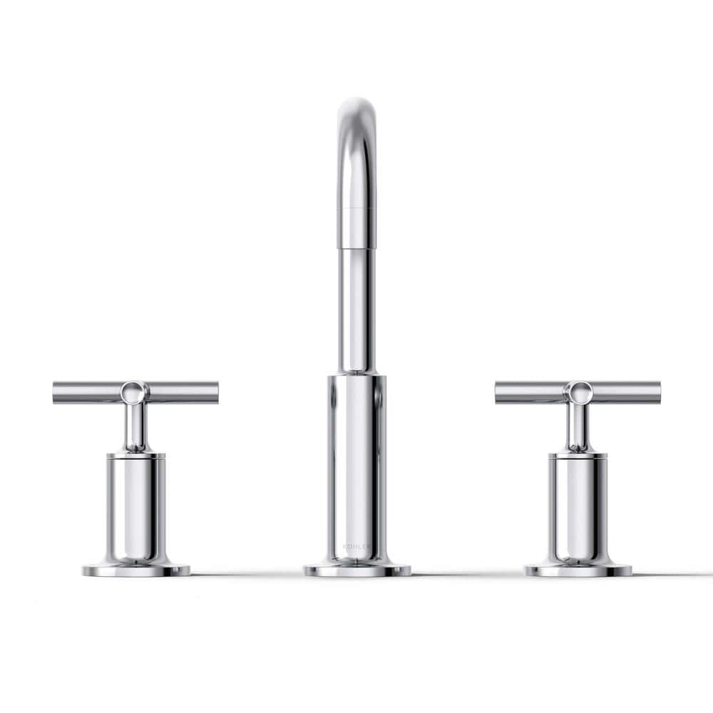 Elegant Polished Chrome 8" Widespread High Arc Bathroom Faucet