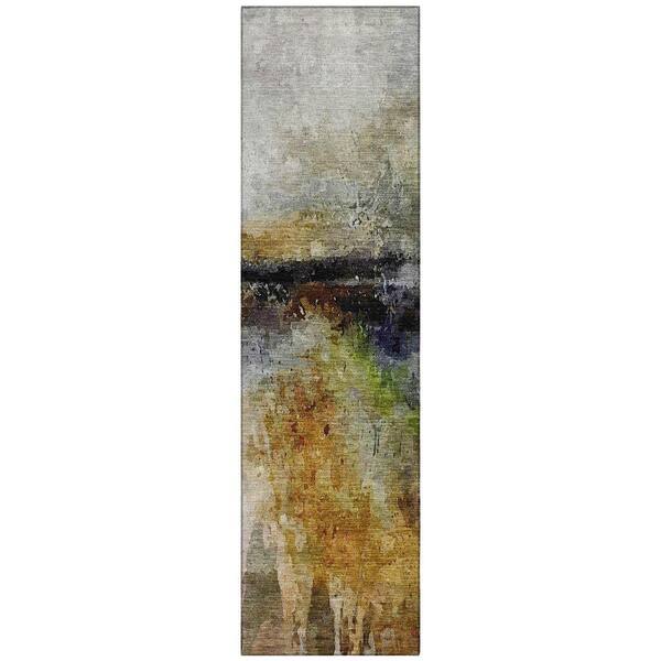 Chantille Machine Washable Indoor/Outdoor Abstract ACN2739 Copper 2 ft. x 7 ft. Runner Rug