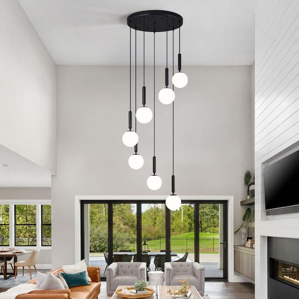 ZHLWIN Home Lighting 40W 7-Light Mid Century Black Retro Round