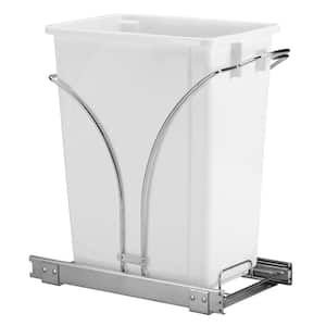 19 in. Single Sliding Trash Can in Chrome with 9 Gal. White Bin