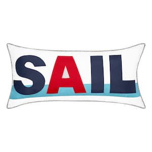 Indoor & Outdoor Bold Sail Reversible Nautical 15x30 Lumbar Decorative Pillow