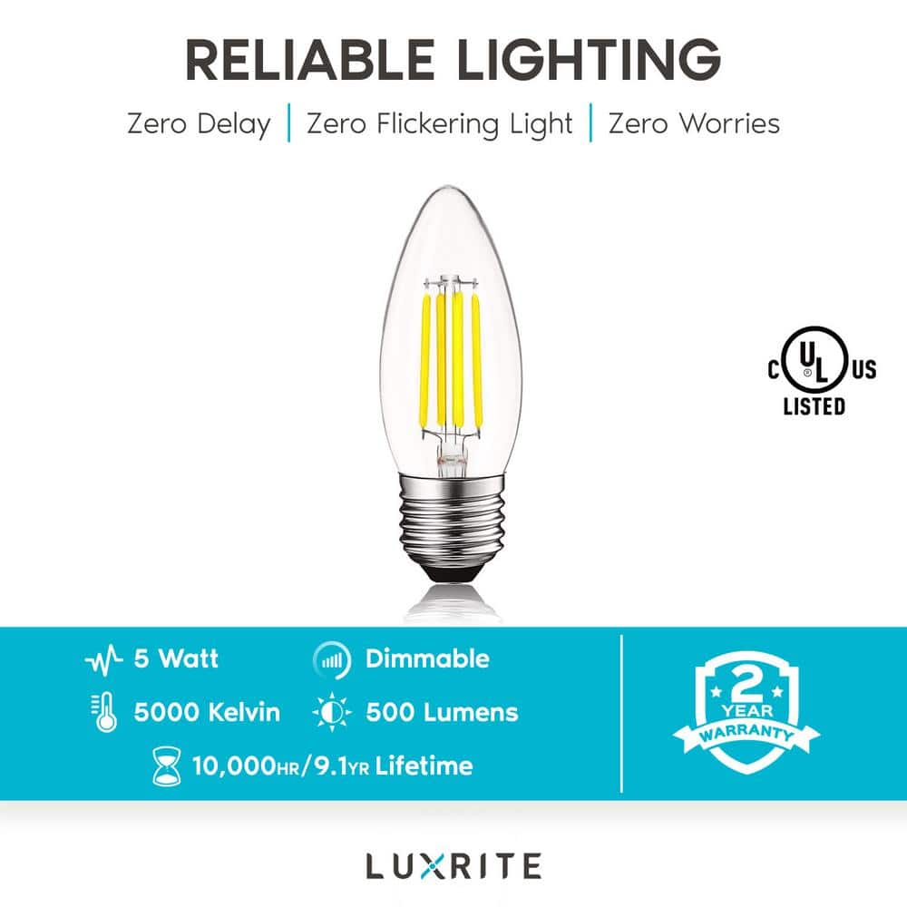 Clear Dimmable LED Edison Light Bulbs, 3.5 in, 6-Pack
