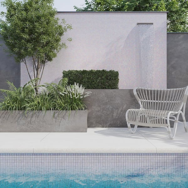 Nacreous Pearlescent Pink 4 in. x 5 in. Glossy Glass Mosaic Uniform square Wall and Floor Sample Tile