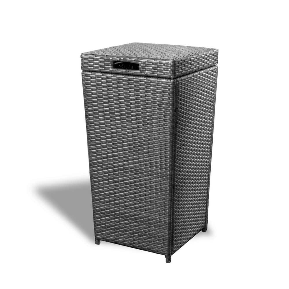 HEARTH & HARBOR 35 Gal. Gray Wicker Rattan Outdoor Trash Can with Lid for Outdoor Patio NB-TC-GR - The Home Depot HEARTH & HARBOR 35 Gal. Gray Wicker Rattan Outdoor Trash Can with Lid for Outdoor Patio NB-TC-GR - The Home Depot