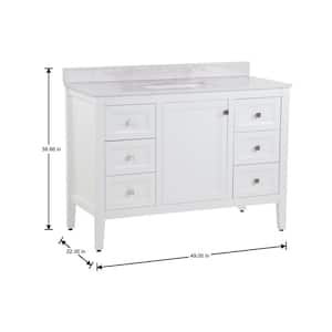Darcy 49 in. W x 22 in. D x 39 in. H Single Sink Freestanding Bath Vanity in White with Pulsar Cultured Marble Top