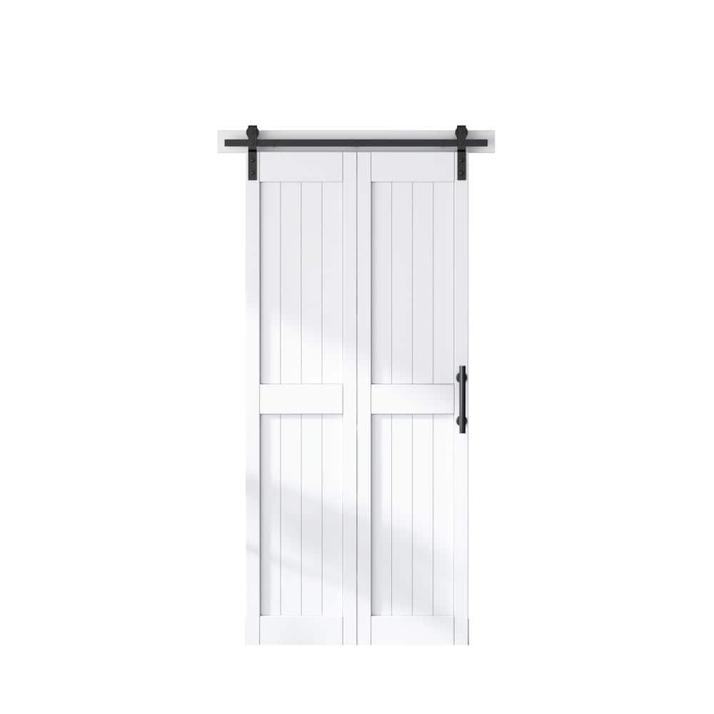 36 in. x 84 in. MDF Bi-Fold Barn Door with Hardware Kit, Covered with Water